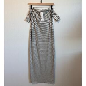 Urban Outfitters Spencer Off-The-Shoulder SIZE L Knit Midi Dress Striped